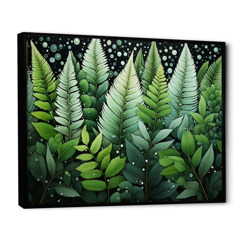 " Ferns Plant Whispering Fronds II ", H 30 po x l 40 po x P 1,5 po, Cadre flottant noir