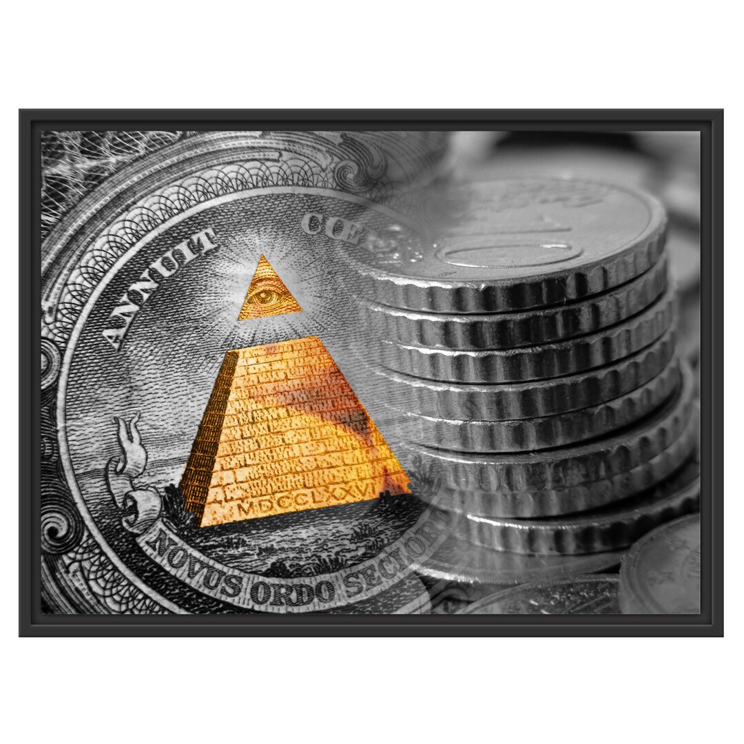 Gerahmtes Wandbild Illuminati Pyramide  Dollar