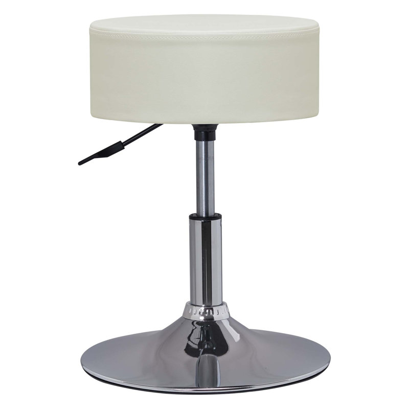 PVC Leather Upholstered Accent Stool, Cream