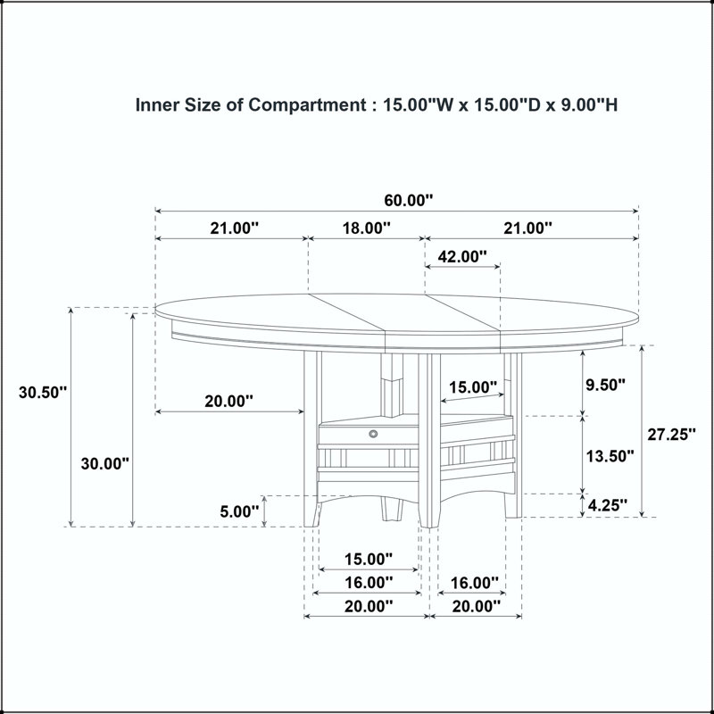 Table de salle à manger ovale à rallonge avec base de rangement à piédestal
