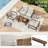 Devinna 4-Piece Aluminum Wicker Patio Conversation Set With Loveseat, Coffee Table And Light Gray Cushions
