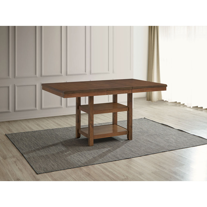 Ensemble de table de comptoir en bois 7 pièces (+ 18 po b.) Avec base de tablettes, Brun / Beige