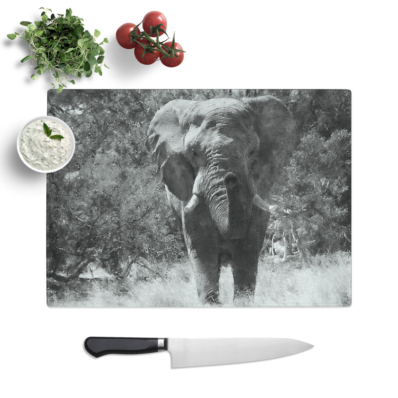 Tempered Glass the Majestic Elephant Chopping Board, 28.5 cm x 39 cm