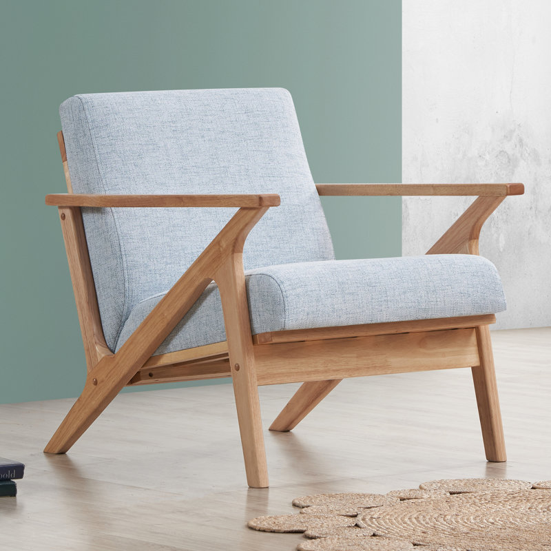 Fauteuil d'appoint Zola, Chêne, Polyester bleu clair