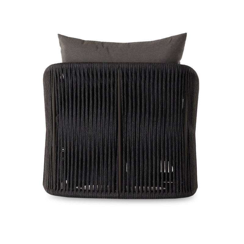 Porto Outdoor Swivel Lounge Chair, Venao Charcoal, Thick Dark Gray Rope