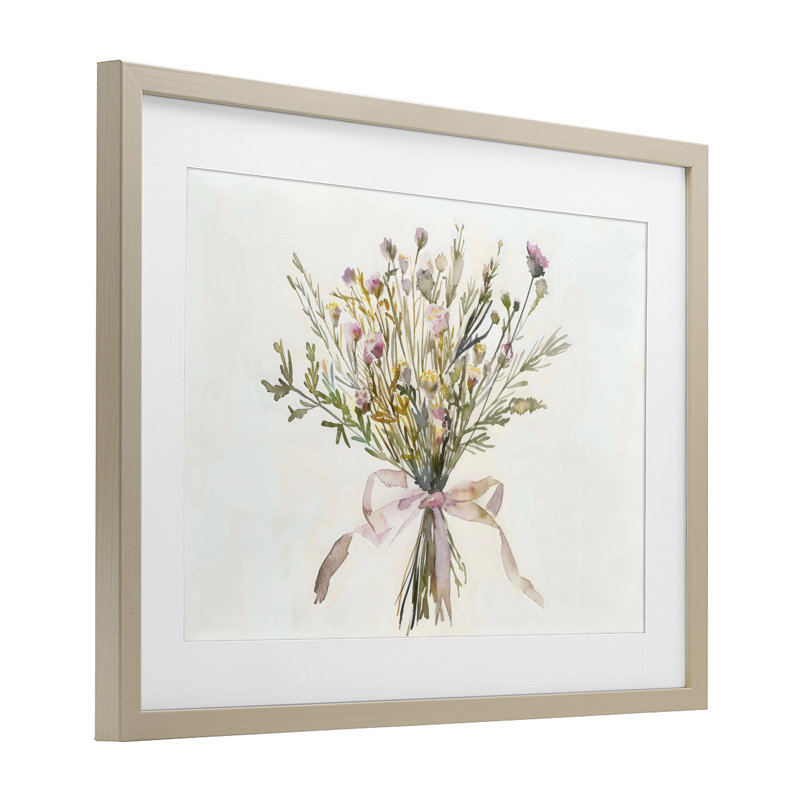 Bouquet de fleurs sauvages printanières, reproduction sous verre, design by Creative Studio, H 17 po x l 23 po