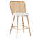 Rattan Counter Height Bar Stools, 26'' Modern Boucle Counter Stools With Butterfly Cane Back, Wicker Counter Stools For Kitchen,Home Bar,Restaurant,Set Of 2, White