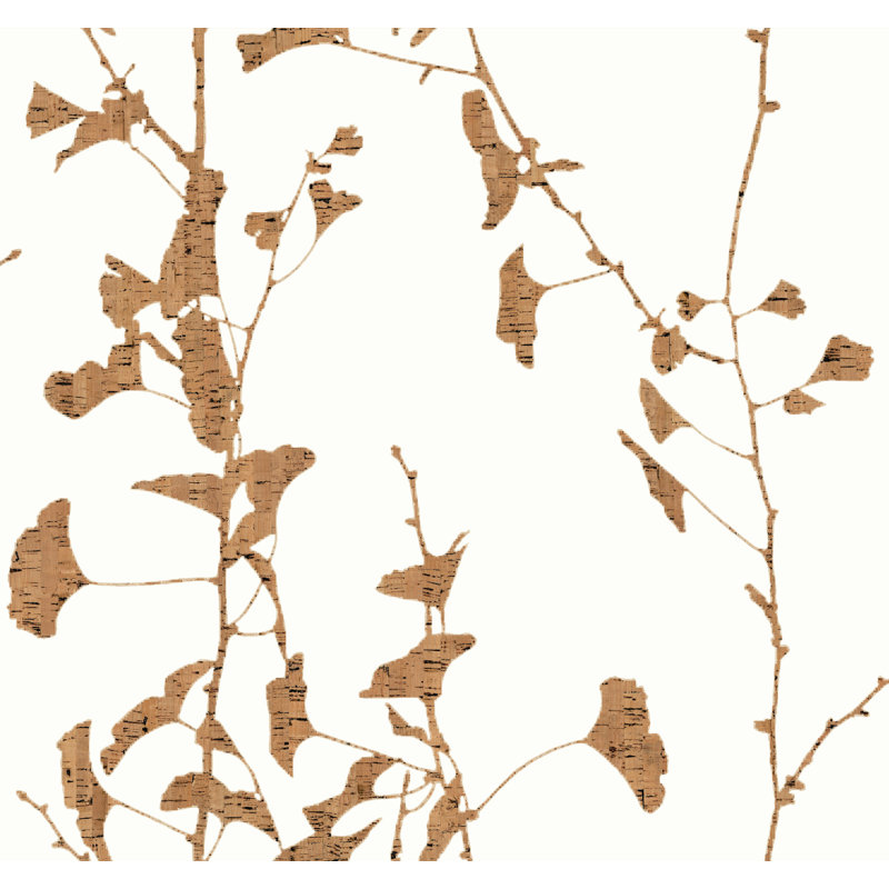 Papier peint Ginkgo Silhouette, Brun