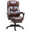 Fauteuil de bureau brun à haut dossier, avec vibration à 6 points, 5 modes, fauteuil de direction, fauteuil pivotant en cuir d'unité centrale, dossier inclinable et repose-pieds rétractable