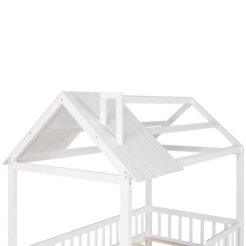 Lit simple en bois avec clôture, Blanc
