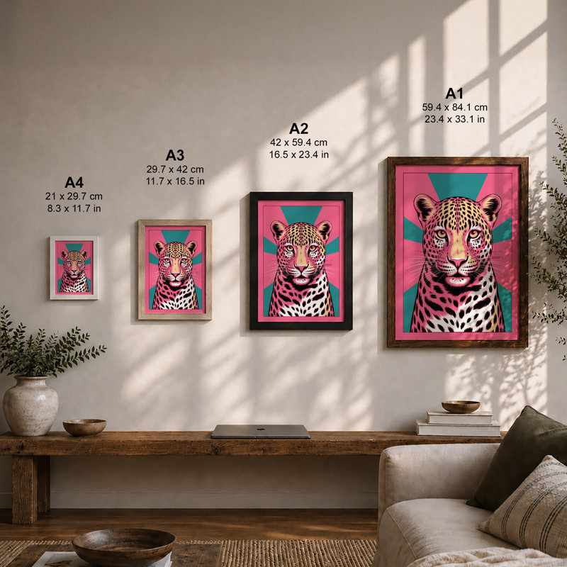 Pop Leopard Modern - Framed Print, A1 - 84.1 x 59.4 cm, Oak