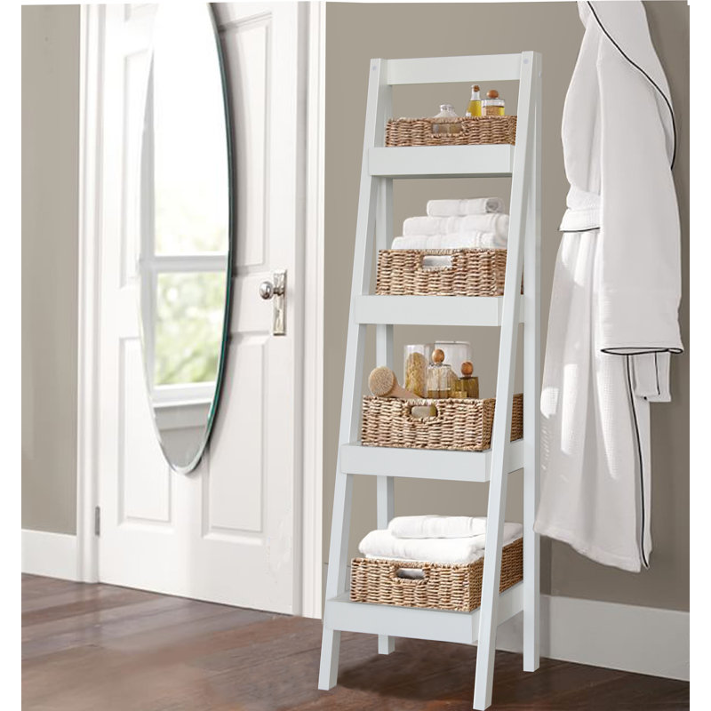Goshen 135.8cm H x 38cm W Ladder Bookcase, White
