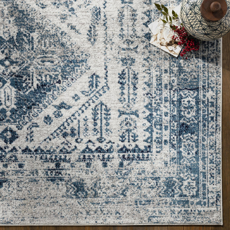 Tapis oriental Fitz, Sky Blue, Square 5'3"