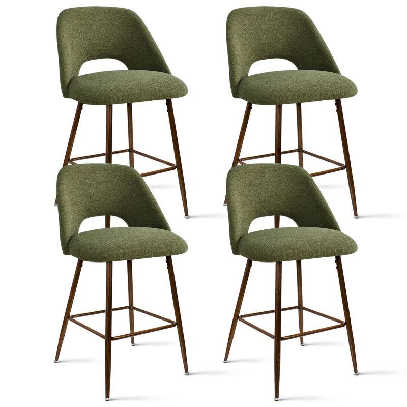 Ensemble de 4 tabourets de bar 26 po avec pieds en métal, Vert/Polyester