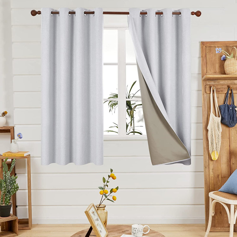 Blackout French Door Curtain Pair, 117 W x 138 D cm, Pink