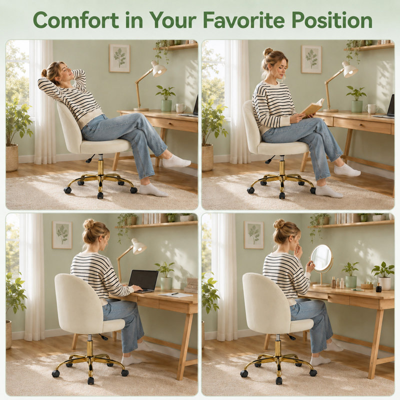 Fauteuil de bureau 20 po Velvet, Blanc