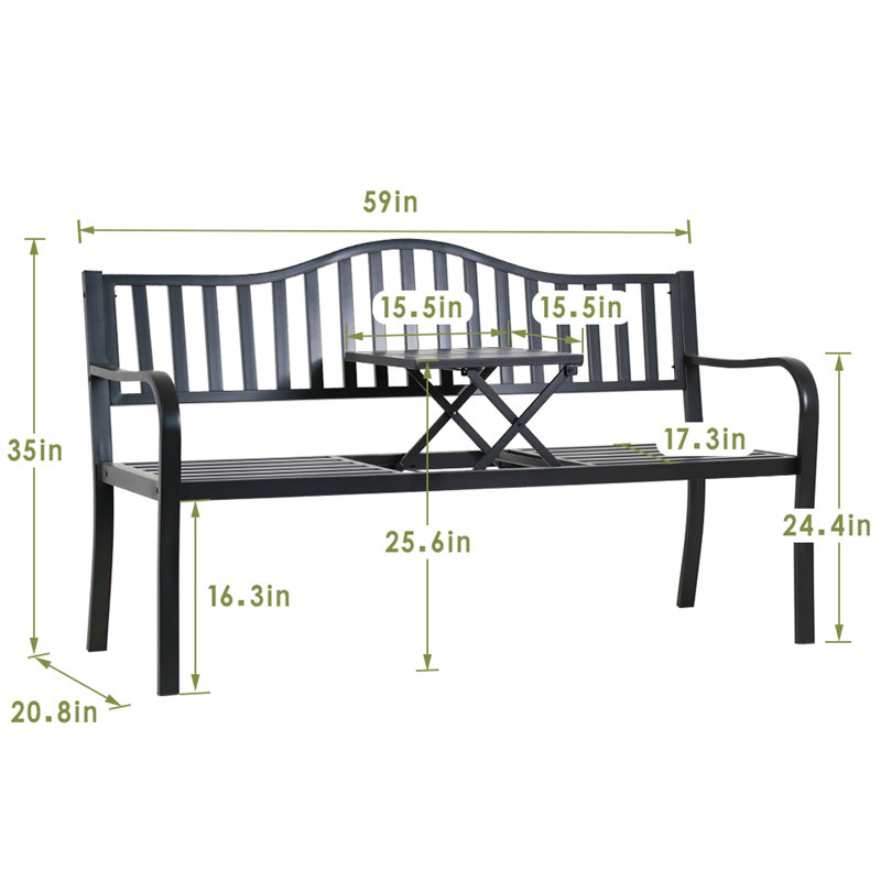 Banc de jardin en acier inoxydable