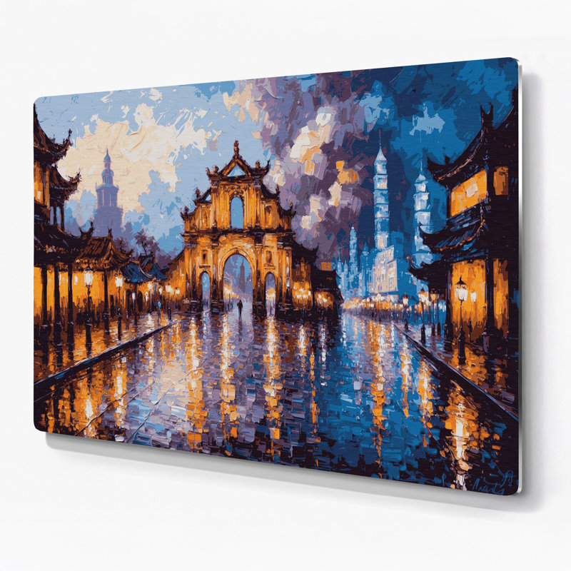 Art mural mauve en cités villes Macau, H 240 po x l 240 po x P 0,05 po