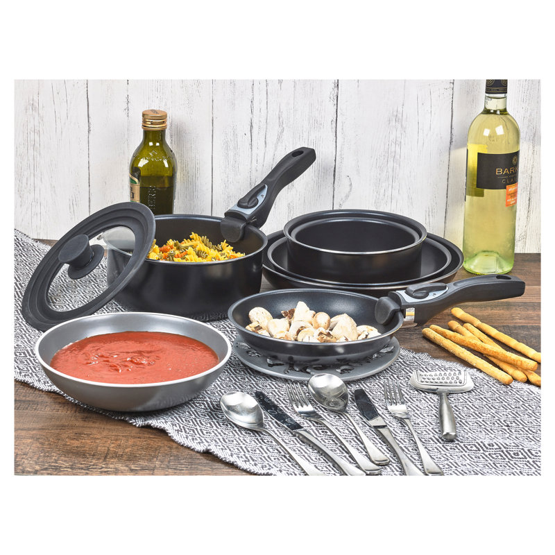 Meghrig 7 - Piece Non-Stick Hard-Anodized Aluminium Cookware Set