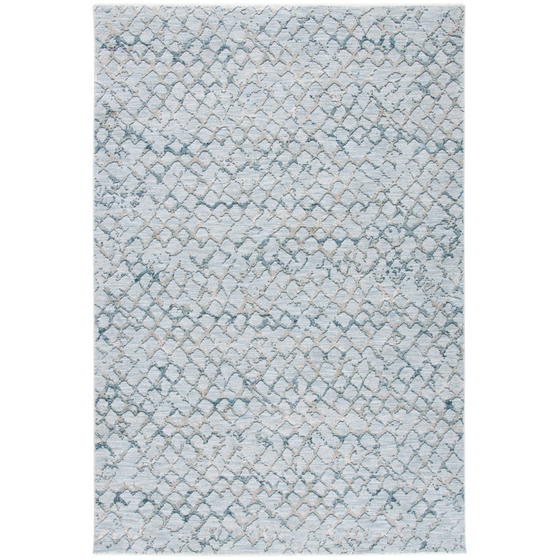 Tapis abstrait bleu clair / gris Anycia, Rectangle 4 pi x 6 pi 2 po