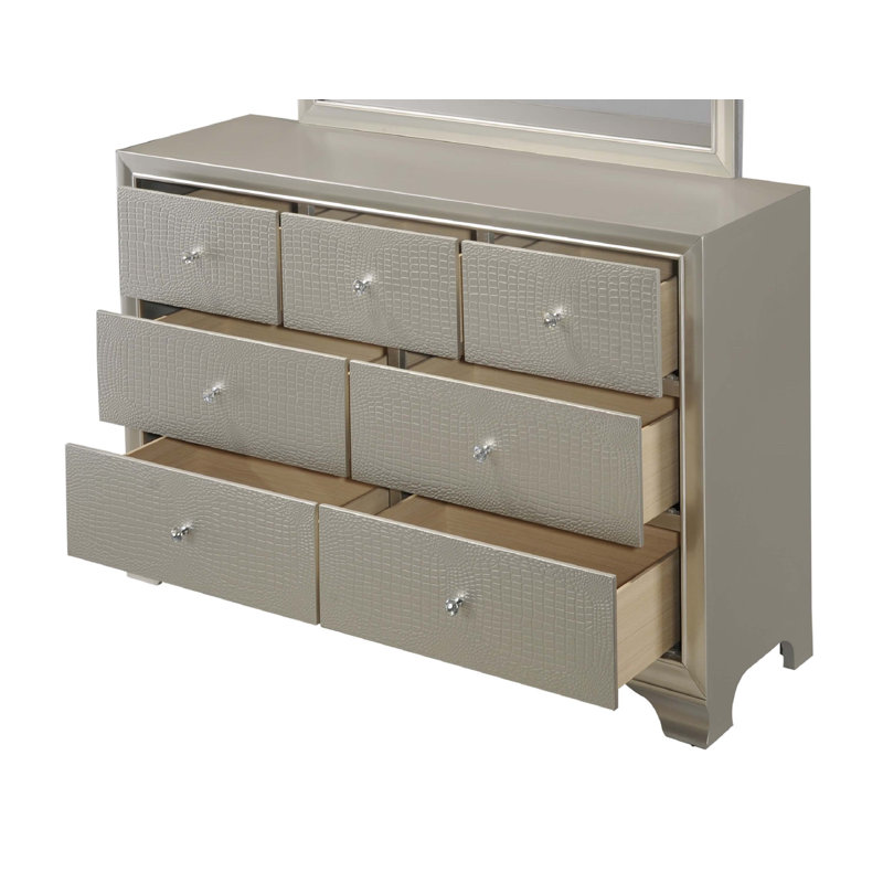 Millerville Solid Wood 58.4'' W 7 - Drawer Dresser, Champagne