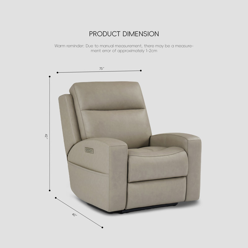 Fauteuil inclinable en cuir triple avec zéro gravité et soutien lombaire, Cuir véritable beige clair