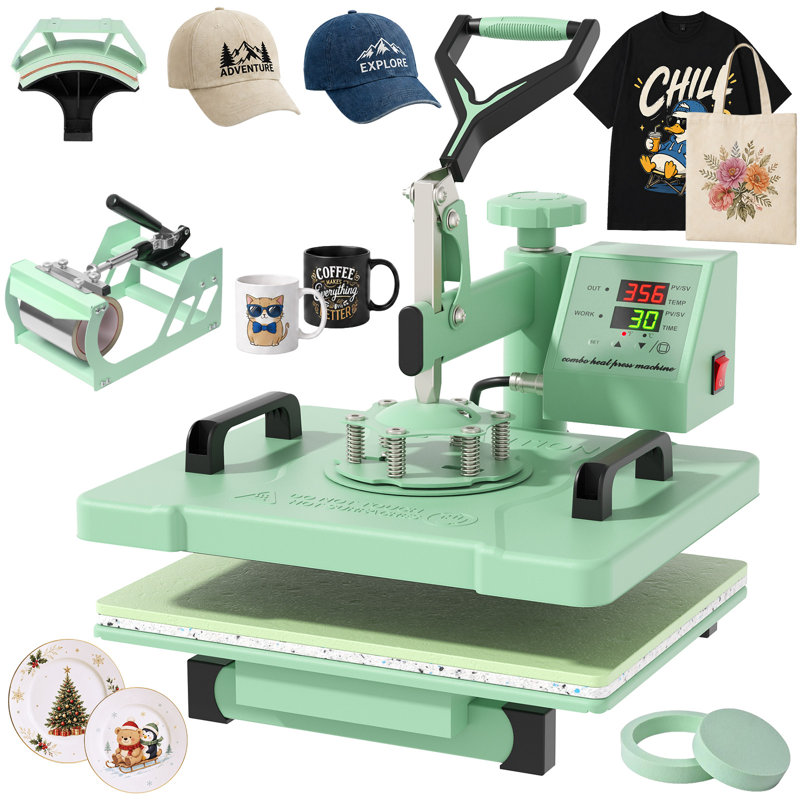 Machine à presser la chaleur 5-en-1 Suteck, pour débutants 12 po x 15 po, Vert