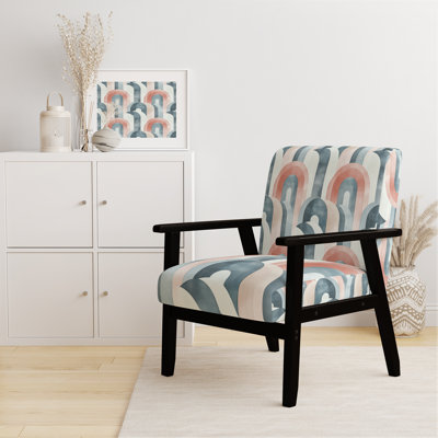 Modern Upholstered Chair - Arc Line midcentury Grey Arm Chair