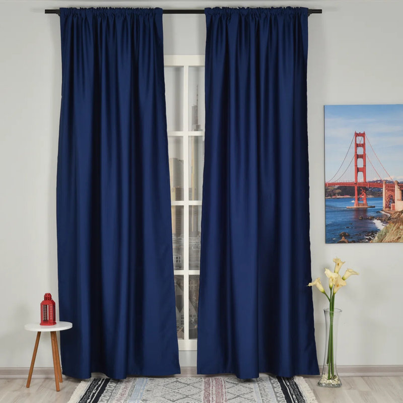 Sateen Look Room Darkering Room Darkening Curtain Pair, 52" W x 63" L, Royal Blue