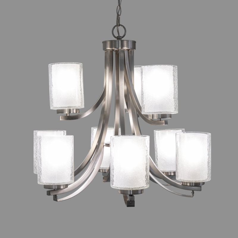 Lustre à niveaux 9 lumières ombré lustre Gettys, Nickel brossé