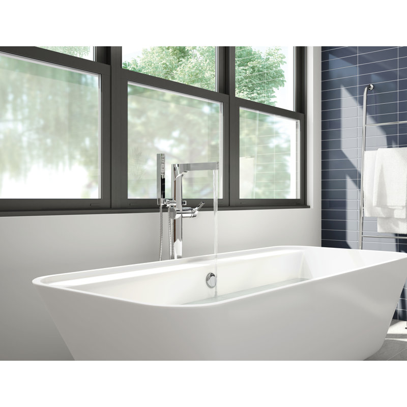 Zura Single Handle Floor Mounted Roman Tub Faucet Trim, Chrome