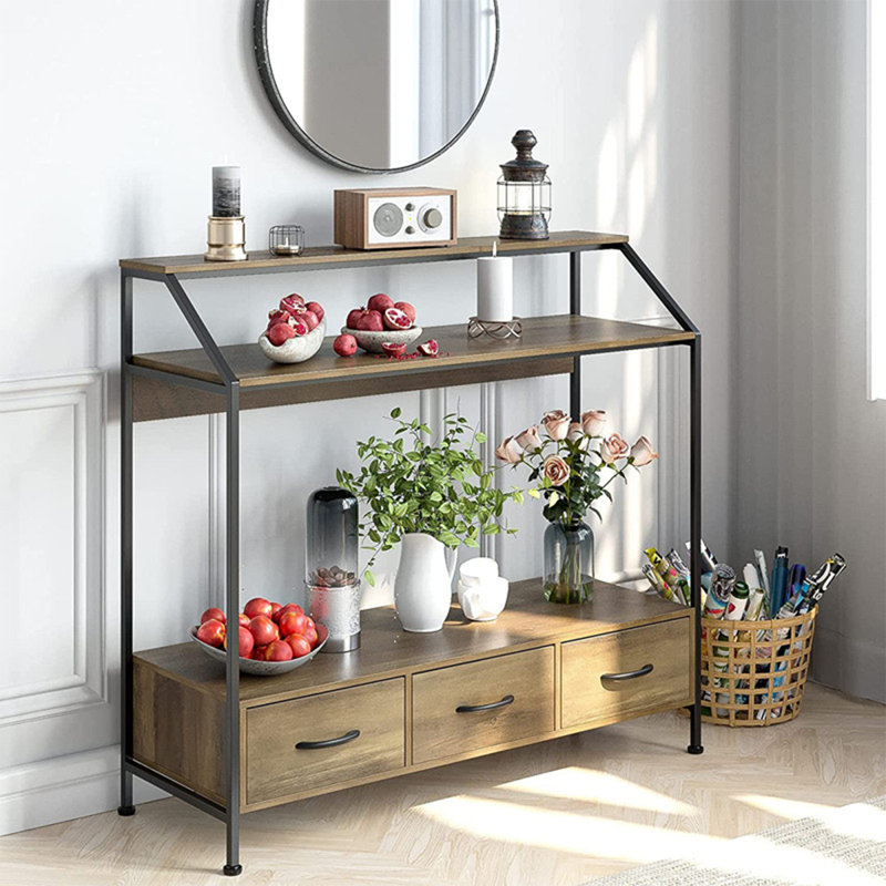 Buffet rétro en bois massif avec armoires de rangement, H 36,22 po x l 47,24 po x P 13,78 po