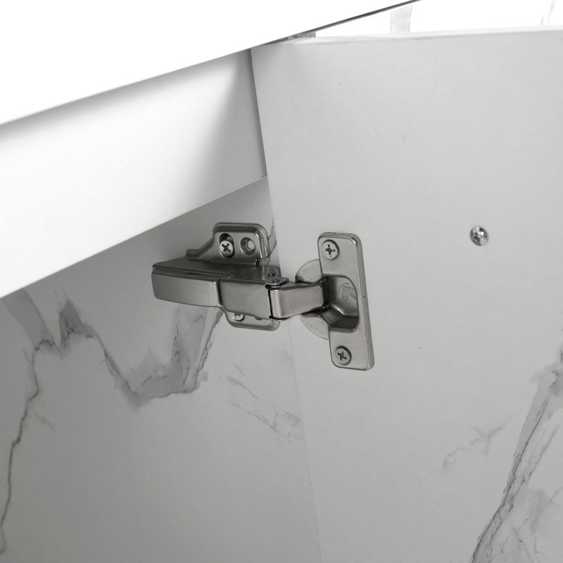 Meuble-lavabo mural 60 po avec lavabo double en résine épaisse, Blanc