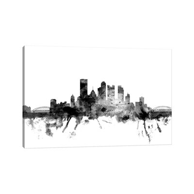 Pittsburgh, Pennsylvania In Black And White by Michael Tompsett - Wrapped Canvas Gallery-Wrapped Canvas Giclée