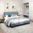 75.9'' W King Size Upholstered Platform Bed with Velvet Fabric & Square Tufted Headboard, Blue-1578582505