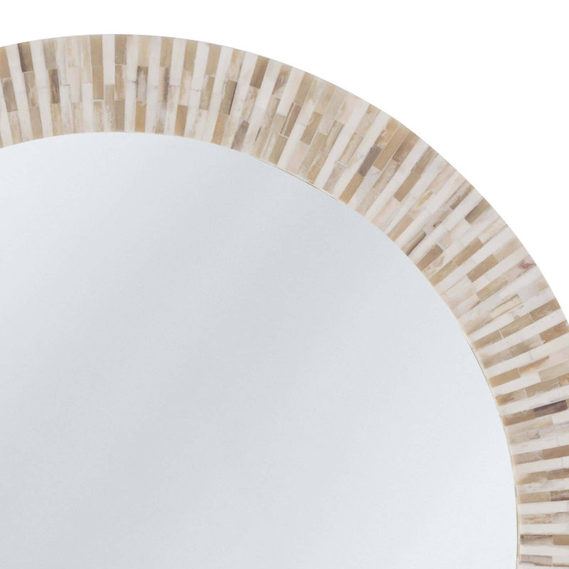Round Multicolor Bone Tile Accent Mirror