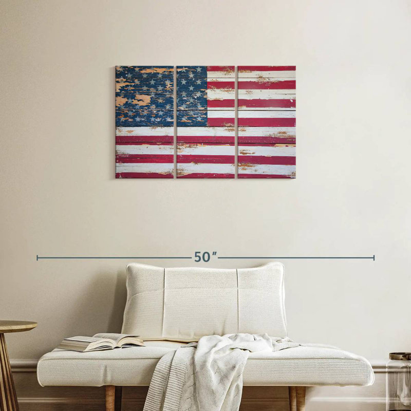 Borges Distressed American Flag, 20" H x 33" W