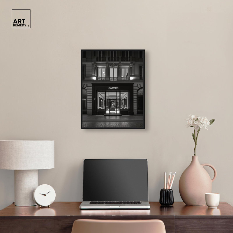 The Lux Store Canvas Fashion Prints by Art Remedy, 21" H x 17" W, Black Floater Framed