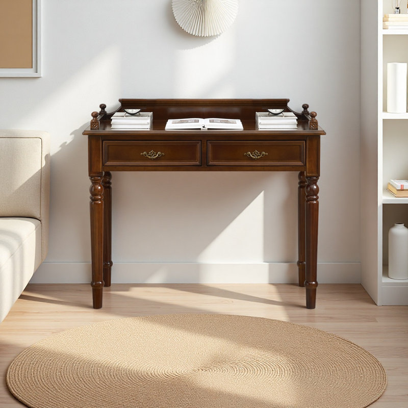 Bureau en bois d'hévéa de style rétro, H 29,92 po x l 43,3 po x P 17,71 po