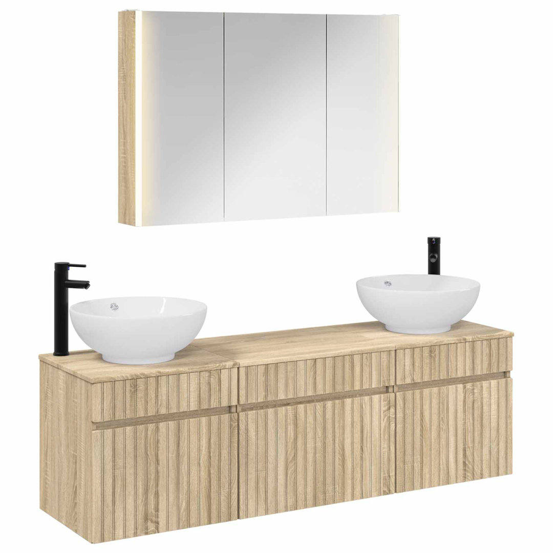 vidaXL Bathroom Cabinet Set 4 pcs 103.5 x 15.5 x 70 cm Engineered Wood