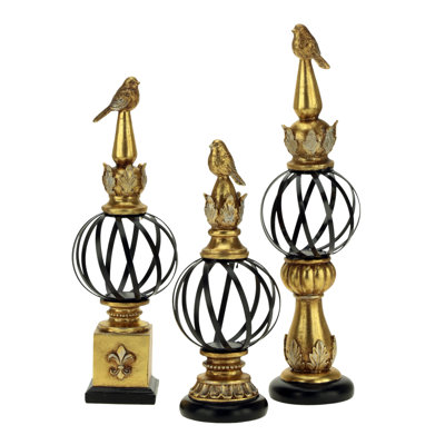 Bird Topped Finial - 14-20 Inches Set Of 3