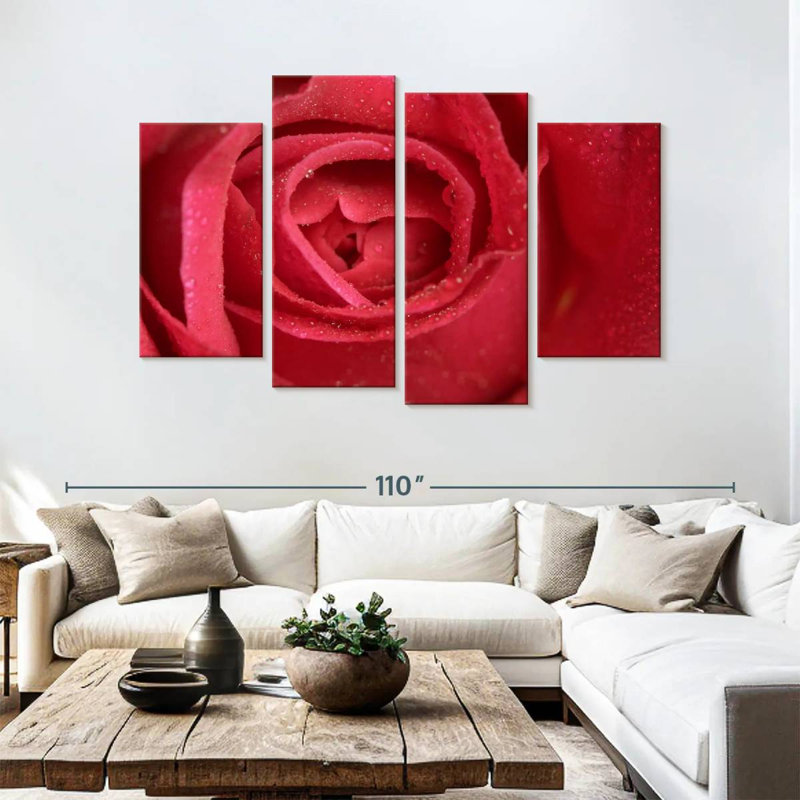 Harnek Blossoming Red Rose, 54" H x 84" W