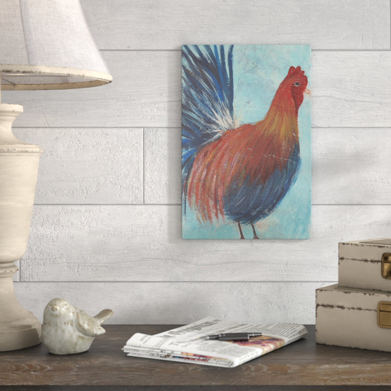 « coq painting surface vieilli », reproduction, H 20 po x l 16 po x P 1,5 po, Toile tendue