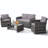 4-Piece All-Weather Wicker Patio Set – Rattan Sectional Sofa with Cushions and Glass Table-1093399114