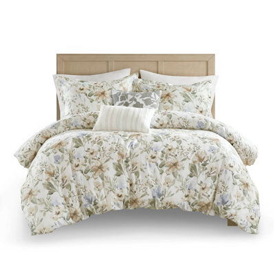 5PCS King/Cal King Cotton Sateen Print Duvet Set
