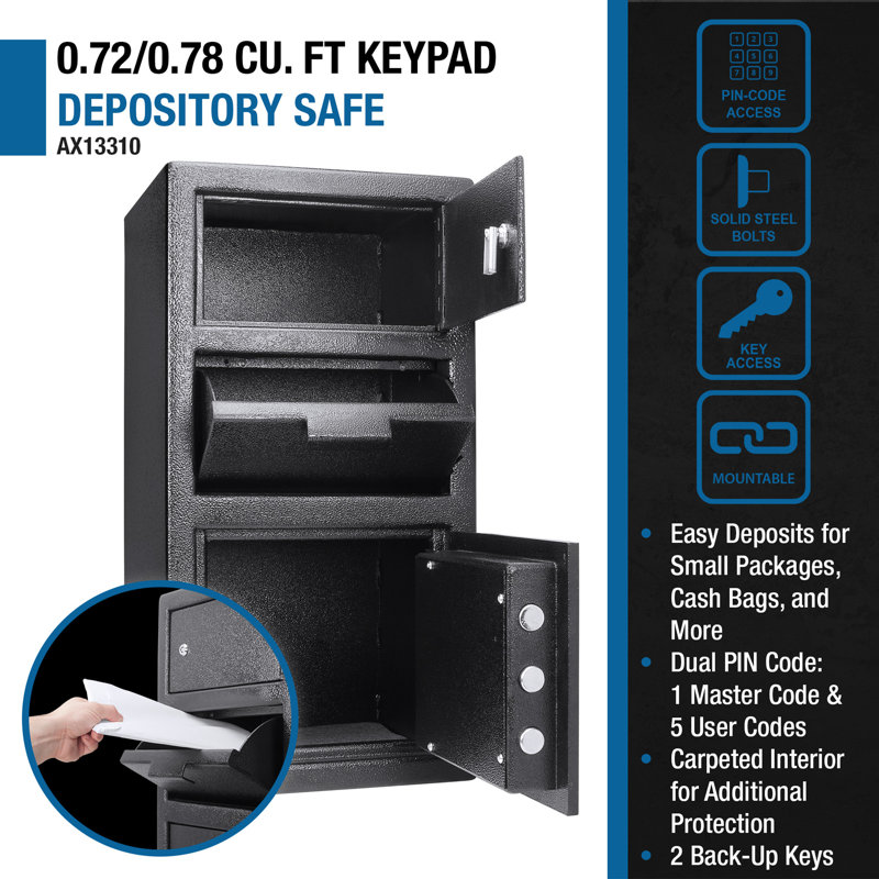 Large Locker Depository Safe With Digital Keypad (0.72-0.78 Cubic Ft)