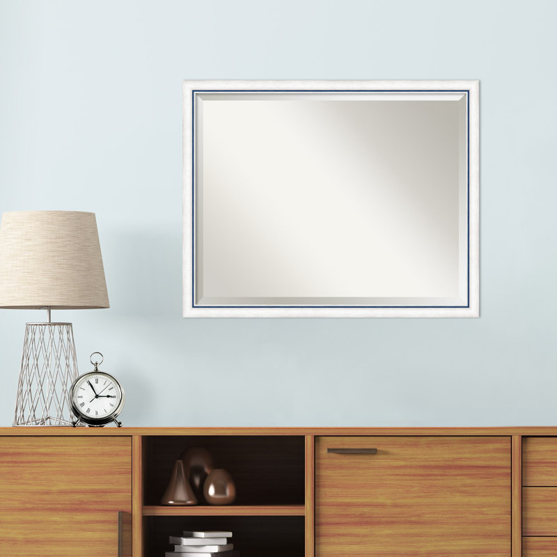 Miroir mural, Rectangle, Blanc / bleu, 24,25 po x 30,25 po