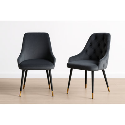 Adele Button-Back Velvet Chair, Set of 2