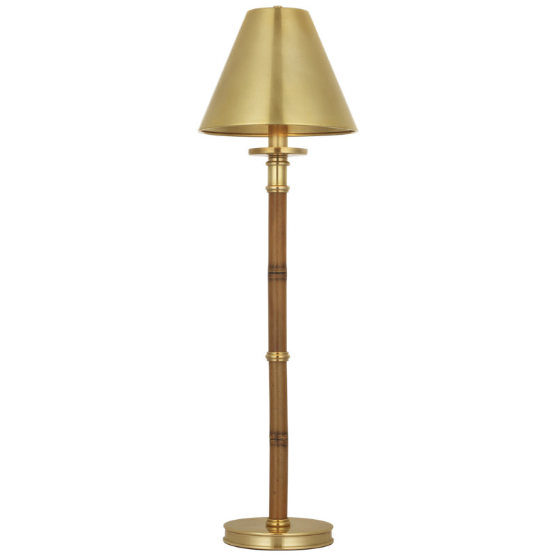 Ralph Lauren Dalfern 27" Cordless Desk Lamp in Waxed Bamboo and Natural Brass with Natural Brass Shade