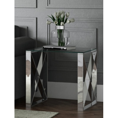 Cochrane Glass Top Sled End Table